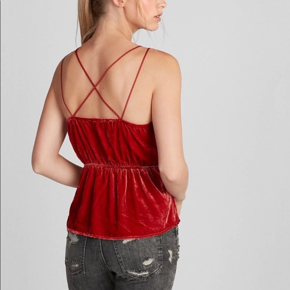 Express Orange Velvet XS Shirt NEW! Spaghetti Camisole V-Neck Wrap Strappy Top - Picture 6 of 6